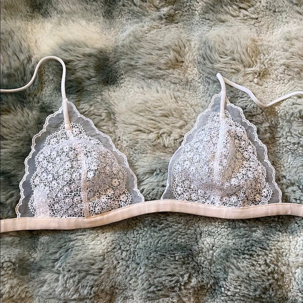La Perla White Lace Triangle Bralette
